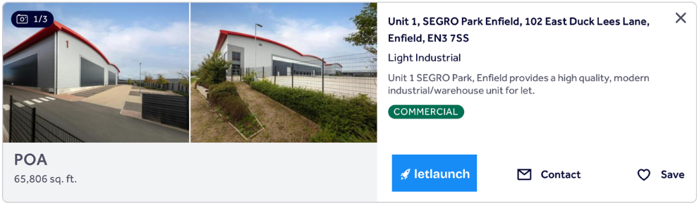 Example Letlaunch listing on Rightmove Commercial